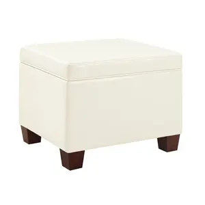 Madison Storage Ottoman White - Breighton Home: Faux Leather, Hinged Lid, Solid Wood Frame