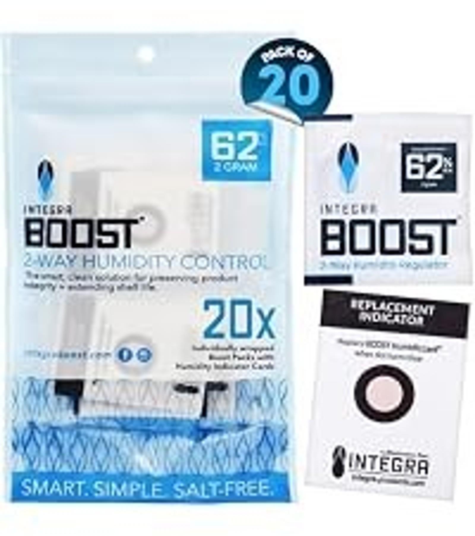 Integra Boost 62% RH, 2 Way Humidity Control Packs – 8g Size for Storing Up to 1oz – Pack of 6 Moisture Absorbers for Small Jars & Containers – Humidifier Packets for Herbs & Spices in Resealable BagGift