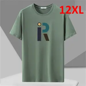 9 Color Summer T-shirts Men Plus Size 10XL 12XL Tshirt Casual Short Sleeve Tops Tees Male Cotton T Shirt Big Size 12XL Black Red