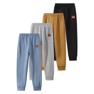 4 Pack boys autumn and winter fashion sweatpants 3-14-year-old children's winter leisure warm fleece pants fashion Joker elastic waist jogging pants