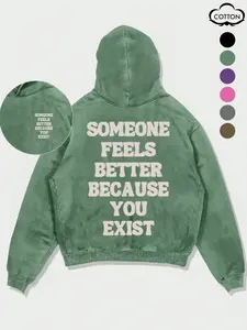 High-Quality Graphic Cotton Blend Hoodie, Loose-Fitting Casual Streetwear, Self-Love Gift & Motivational Pullover for All Seasons