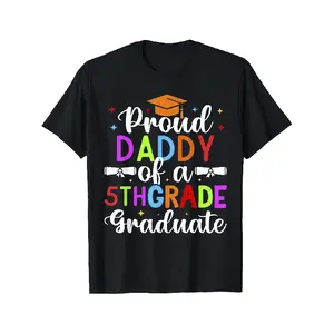 Proud for dad of a 5th Grade Graduate T-Shirt - 100% Lightweight 180gsm, Vibrant Print with Diploma & Design, Loose Fit Round Neck Short Sleeve, Unisex Adult Graduation Gift for Dad, Husband, Grandpa - Machine Washable, All-Season Comfort
