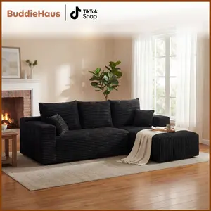 105’’ Modular L-Shape Sectional Couch, Couches for Living Room with Deep Seat, Modern Minimalist Upholstered Couches with Chaise, No Assembly Required, Premium Corduroy Fabric Sofa. Boneless Sofa couches