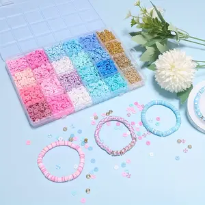 2400-piece polymer clay bead kit for DIY bracelets-20 vibrant colors flat round beads for friendship jewelry craft