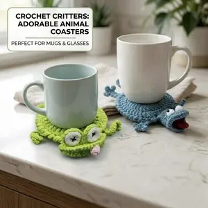 2026 Handmade Crochet Animal Coaster Set Lizard Shaped Knitted Cup Mat Desktop Ornament Home Decor Creative Gift