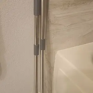 GLUMZRK 3-in-1 Floor Scrub Brush with Long Handle, Adjustable Silicone Squeegee & Stiff Bristle, 360° Rotating Head for Deep Cleaning, Versatile for Shower, Bathroom, Patio, Garage, Kitchen, Wall, Deck