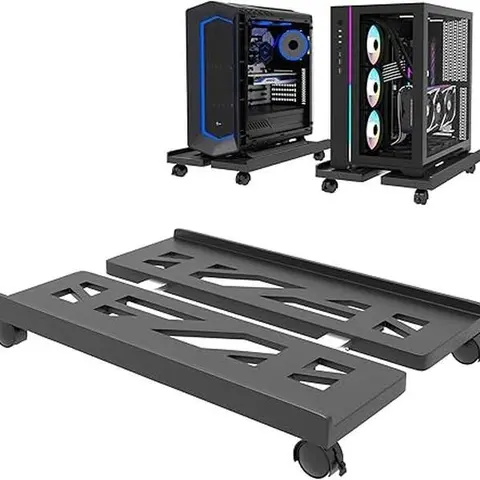 Adjustable PC Computer Tower Holder with Locking Caster Wheels, Telescopic Desktop Stand, 1-Count Office Furniture PC Accessories
