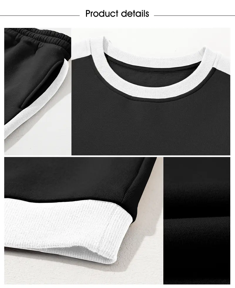 Product Introduction of Aleumdr Women's 2 Piece Outfit Fleece Sweatsuit Casual Lounge Matching Sets Crewneck Loose Fit Cozy Sweatshirt & Straight Leg Sweatpants Womenswear Outdoorfun Clothes Chic 4