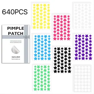 Christmas Gift 640pcs 7 Color Stars Circles Transparent, Various Sizes, Acne Patches, Pimple Patch, Blemish Cover, Fashionable Makeup Essential