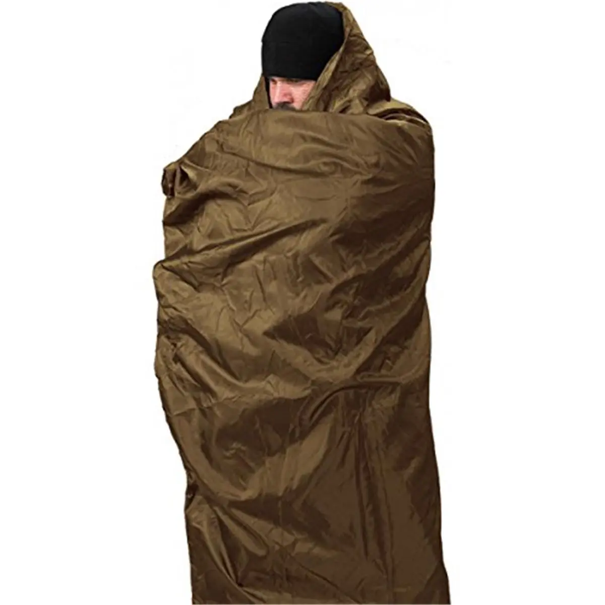 212 MAIN Wearable Camping Sleeping Bag, Heat Insulating Poncho with Travesoft Fill, Lightweight & Space-Saving for Hiking, 36F Rating, Coyote, Hiking / Light Outdoor, Portable