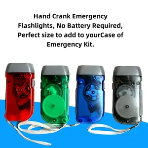 Hand Crank Emergency Flashlight, Squeeze Wind-up Flashlight for Kids and Adults Camping, Outdoor Sports, Hiking, No Battery Require (4 Pack)