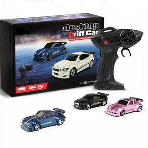 1/64 Mini RC Drift Car, Rc Model Car, 1 Box 4WD High-speed Remote Control Racing Sports Car with LED Lights, Desktop Entertainment, Birthday Gift for Boys Kids, Remote Controlled Car