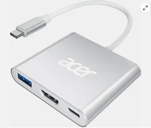 Acer USB C to HDMI Adapter, 4K C Hub with 100W PD, USBA 3.0 Port, Silver