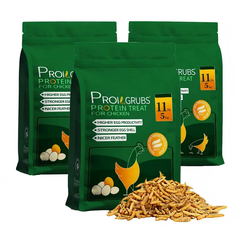 PROILGRUBS 33lbs Dried Black Soldier Fly Larvae Protein Treat - High Protein, Calcium-Rich Dry Food for Chickens, Ducks, Geese, Pigs, Supports Strong Eggs, Healthy Feathers, Natural Feeding, Worms For Chickens
