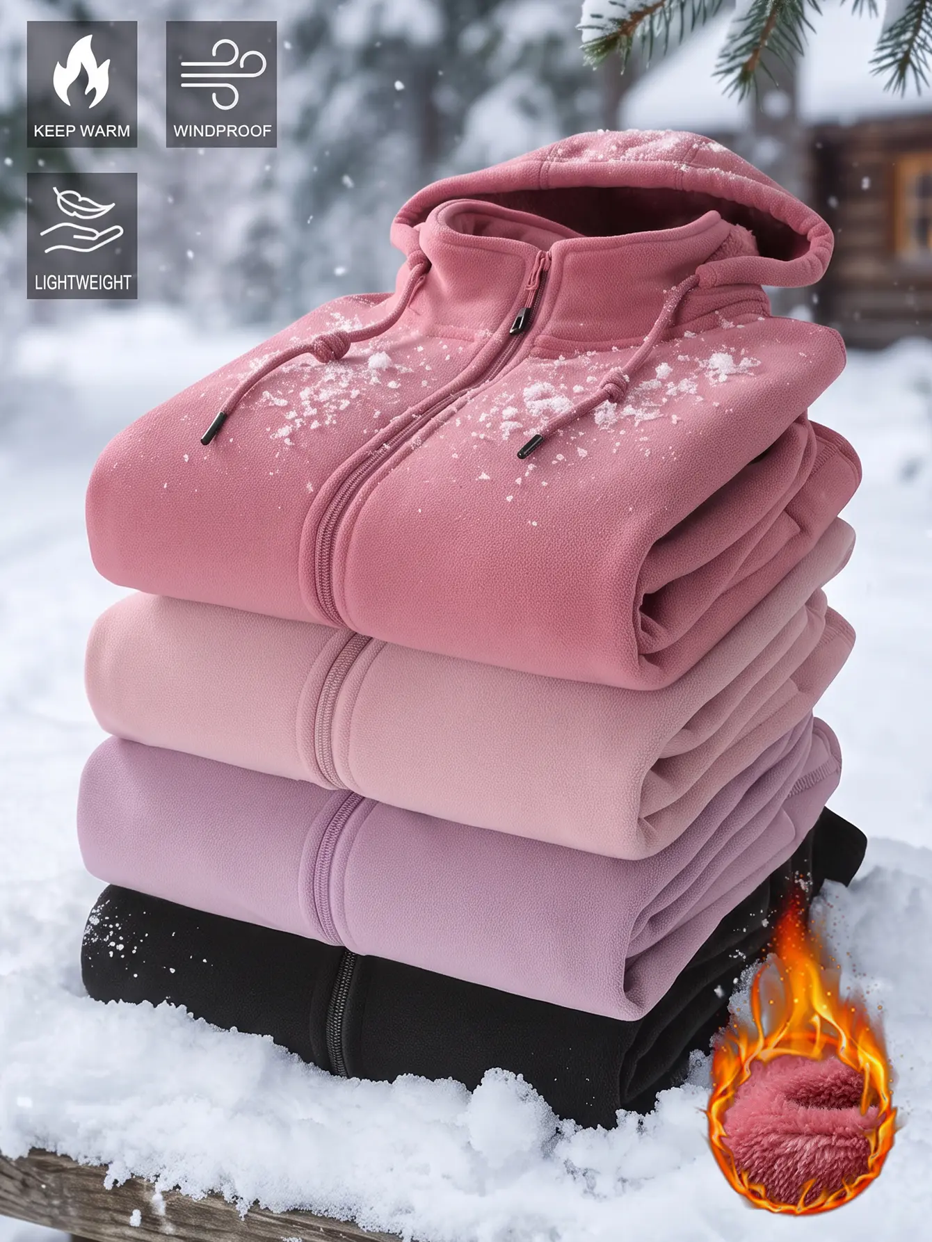 Women Full Zip Fleece Hooded Jacket, Drawstring Adjustable Hood, Warm Lined Interior, Windproof Lightweight Polar Fleece Outerwear, Side Hand Pockets, Long Sleeve Zip Up Coat For Outdoor Winter Activities