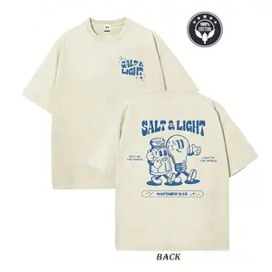 Salt & Light Matthew 5:13 Graphic T-Shirt,Cotton Retro Cartoon Christian Tee with Bible Verse