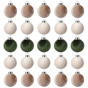 25 Pack Christmas Tree Decorations, 2.36 Inch (6 cm) Velvet Ball Ornaments Shatterproof Plastic Decorations for Xmas Tree Home Holiday Party Christmas Ornaments, Green Brown