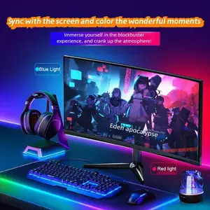 T6029 RGB Sync LED Strip Light, Computer Atmosphere Lamp, Gaming Flowing Colorful Lights, Background Screen Synchronization, Decorative Display, RGB Backlit