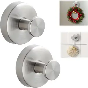 4 PCS Durable vacuum Suction Cup Hooks for Shower & Bathroom - Easy Install, Reusable, Waterproof - Versatile Towel & Loofah Holder - Sleek Black Hooks for Kitchen & Bathroom Organiser nodrill