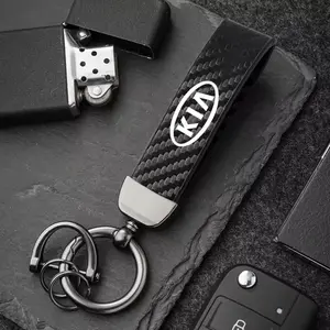 Carbon Fiber Style Car Keychain Microfiber Leather Key Chain Car Key Ring for KIA sportage ceed sorento cerato optima picanto rio soul k3 k5 stonic