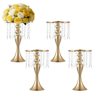 13.5" Gold Crystal Flower Stand – Metal Vase for Wedding, Party, Anniversary, Birthday, Home & Ceremony Decor pendant
