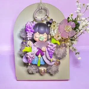 Rolife Nanci Figurine Keychain Bag Charm Authentic with Purple Accents and Floral Decorations