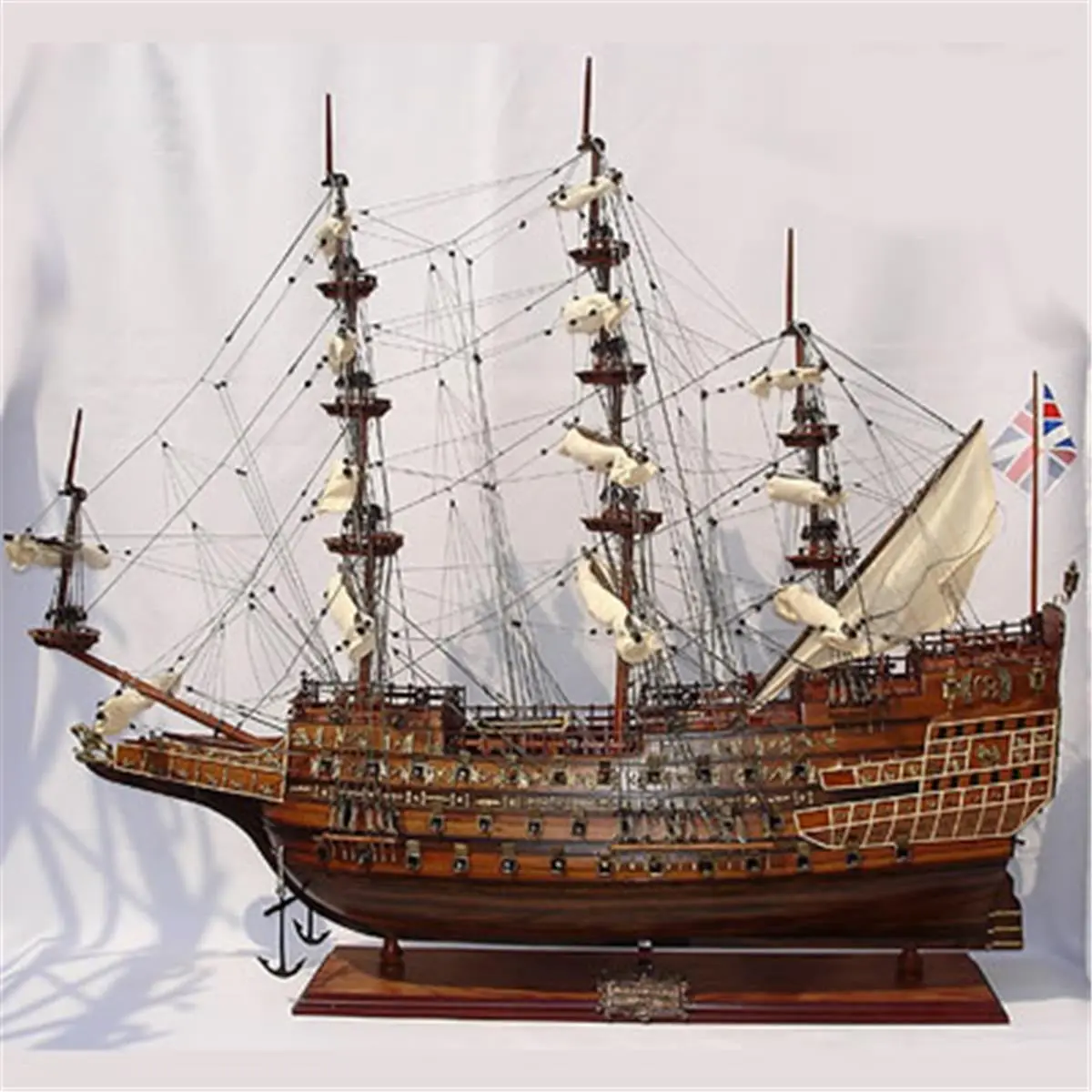 212 MAIN Sovereign of the Seas Handcrafted Artistic Model Boat - Walnut Exotic Wood Craft Figurine with Metal Accents, Indoor Room Decor, Tropical Room Accessory
