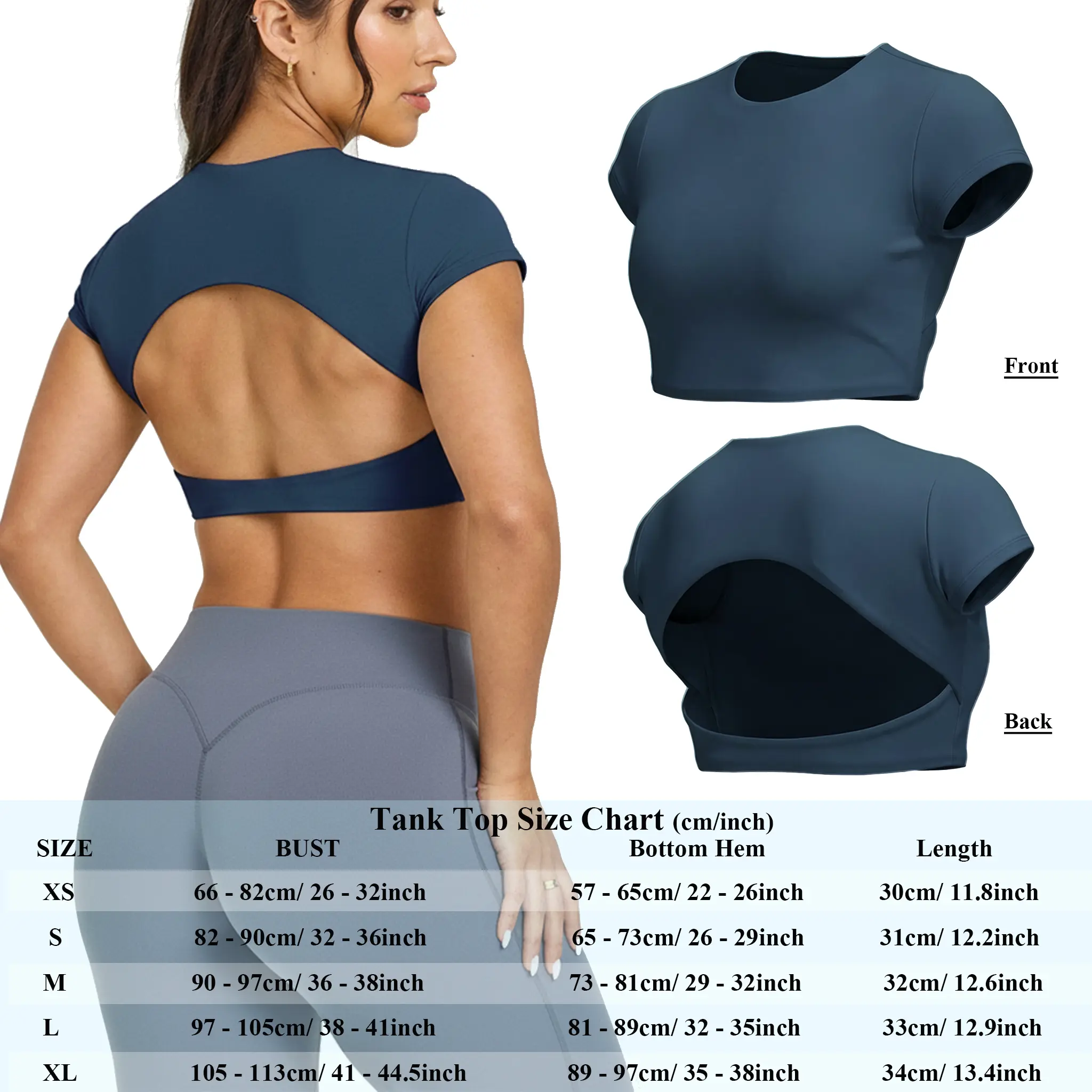 Dark Blue Cap Sleeve Crop Top