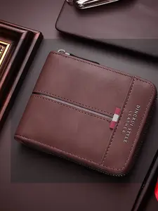 Men's Short Horizontal Zipper Wallet, Vintage Casual Buckle Coin Purse, Retro Leather Money Clip, Business Fashion Wallet, New Arrival Men's Accessories