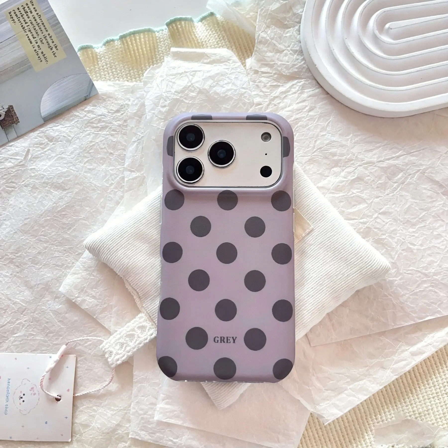 Half-Encased Five Color Polka Dot Phone Case Cover for Apple Iphones, Unique Design for Men & Women, Middle East Compatible