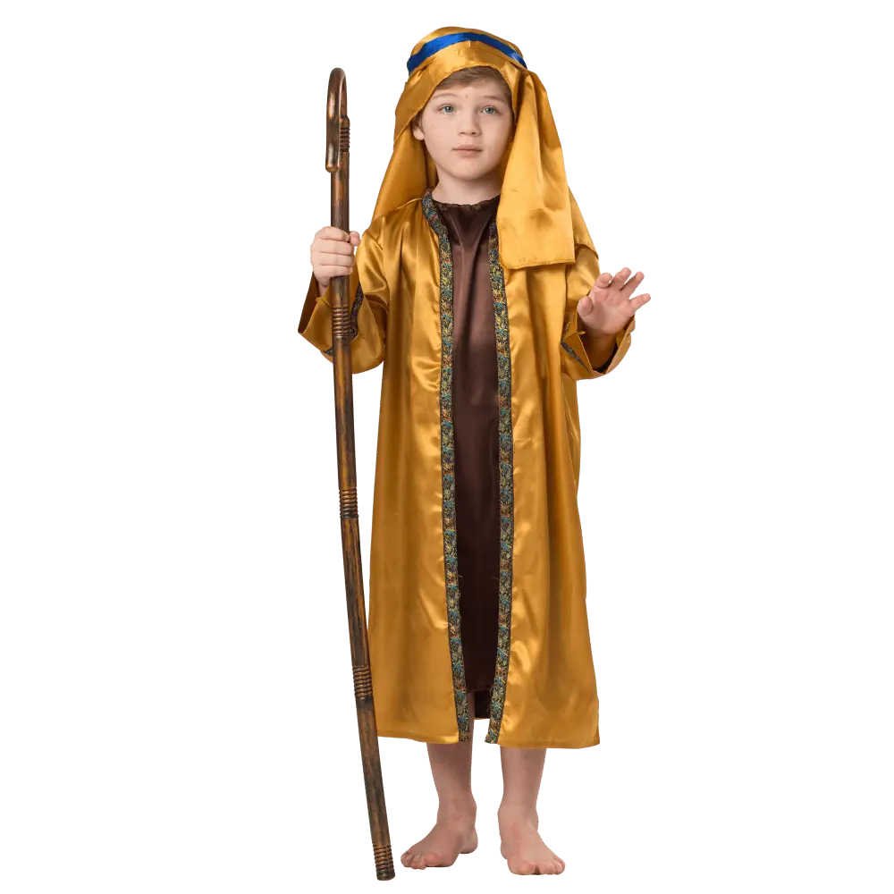 Shepherd Costume Dress For Kids - Includes Robe,  Overcoat, Headpiece &  Crook - Boys Costume For Halloween, Role Play , Pretend Play Fun, Theme Party & Cosplay Costume Party