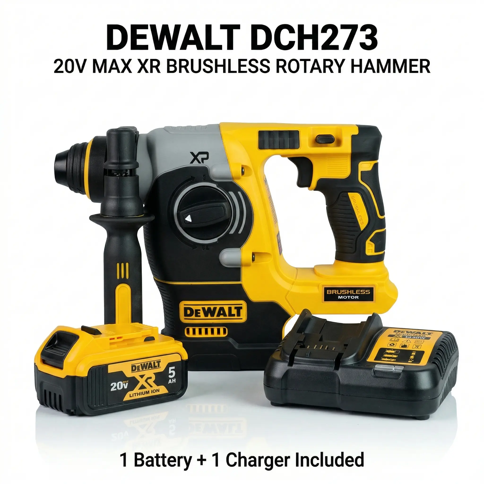 Dewalt DCH273 20V Compact Cordless Hammer Drill Set - Electronic-Impact Combination, Lightweight Rechargeable Wireless Kit with High Torque for DIY Use, Electronic Drill, Impact Drill Combination Power Drilling Tools Rechargeable Lithium Drill