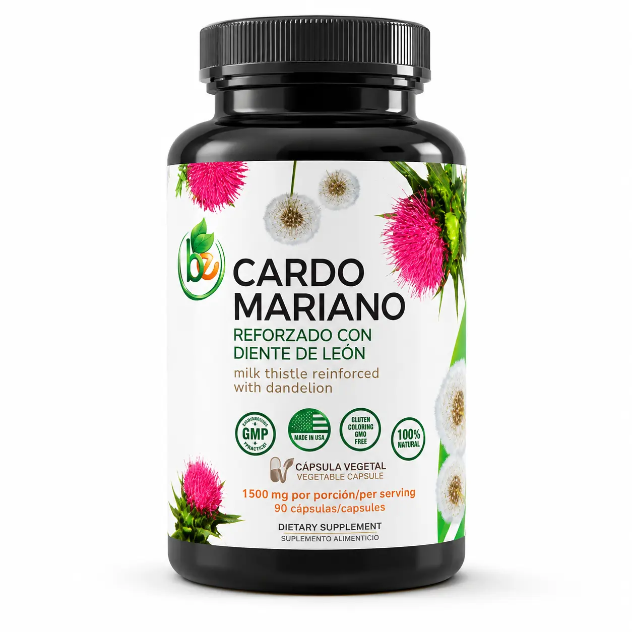 VIRAL Cardo Mariano, diente Leon (Milk Thistle Reinforced with Milk Thistle) 90 Vegetable Capsule 1500 mg per Serving,Root Liver Health Support,100% Natural Healthcare