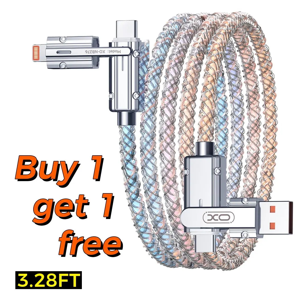 Four-in-One 100W Colorful lights Data Cable,Supports fast charging and data transmission,Free switching four interfaces,Type-C to Type-C,USB-A to micro/type-C/lightning, type C to lighting summerwins Multifunctional Charging Cable
