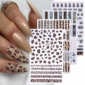 4 Sheets Leopard Print Nail Art Stickers Set, Autumn Winter Vintage Elegant DIY Self-Adhesive Nail Decals, Suitable for Women & Girls