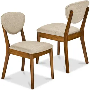 Best Choice Products 2-Piece Mid-Century Modern Wood & Upholstered Dining Chair Set