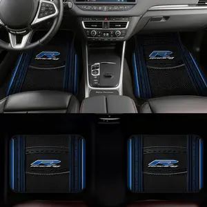4pcs Car Floor Mats featuring Blue Stripe Mesh Contrast Pattern, designed for SUVs or Hatchbacks, offering Easy Maintenance benefits and Gift Idea possibilities, while also compatible with Travel with Pets and Personalized Style.