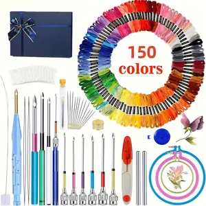199-Piece All-in-One Punch Needle Kit for Beginners, DIY Rug Making & Wall Hanging Art with 150 Threads, Embroidery Hoop, Ergonomic Needles - Complete Craft Starter Kit for Adults & Teens