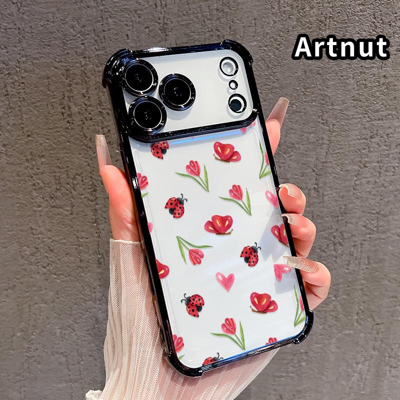 Cute Ladybug Pattern Anti-drop Phone Case for iPhone 17 Air 16E 15 Pro Max 14 Plus 13 12 Promax 11 Durable Total Protective Shockproof Transparent Cover Casing