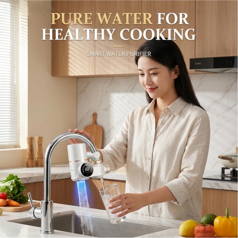 Visible Temperature Water Tap Purifier for Home Direct Drinking, Kitchen Front Filter, Dual Outlet Water Filter