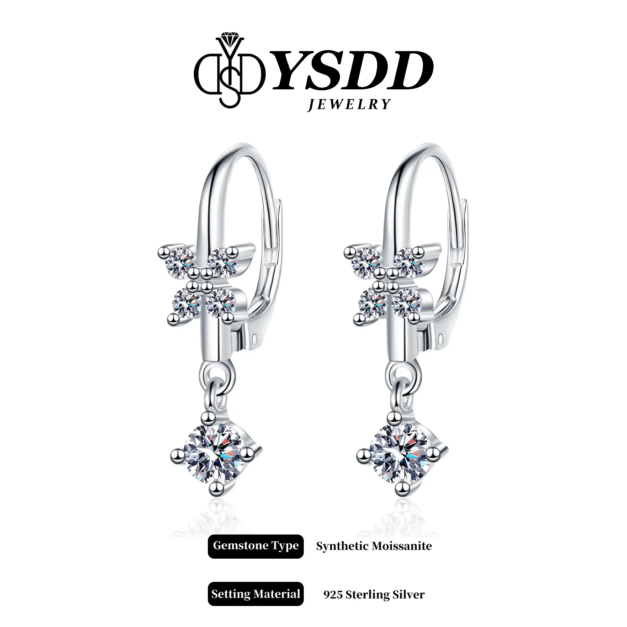【6.13 Huggie Hoop】Ethereal Butterfly Dangling Huggie vvs Synthetic Moissanite Earrings in 925 Sterling Silver