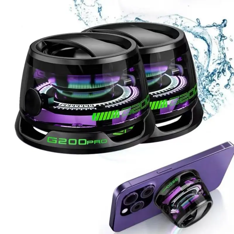 G200 Magnetic Bluetooth Speaker - Portable Wireless Waterproof Speaker, Cool Gadgets for Adults, 7H Long Play, TWS Stereo Sync, Transparent Metal Body, Colorful LED Light, 2 Built-in Batteries, Easy Connection, Ideal for Travelling, Camping