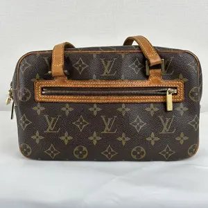 Pre-owned Louis Vuitton Monogram Cite MM Shoulder Bag in Monogram Canvas with Vachetta Leather Trim Japan