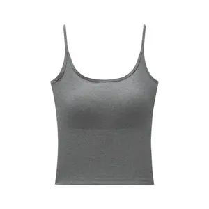 Women's Square Neck Cropped Camisole, Built-in Bra Pad, Big Open Back Lace Design, Breathable, Casual Street Style, Inner & Outer Wear