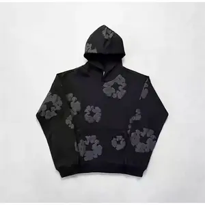 CHENGDEFA Hooded Athletic Tracksuit Unisex 2 Piece Running Clothing Long Sleeve Hoodie Sweatshirt + Track Pants Set Puff Print Kapok Loose Jeans Denimtears Hoodie Lady Clothes 2 Piece Sets Women