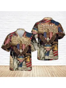 USA 250th Anniversary Hawaiian Shirt, America 250 Button Shirt, Patriotic Eagle, Statue Of Liberty, 250 Years Of Freedom and Faith Gift HCP
