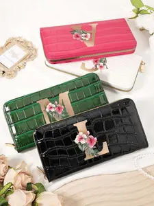 Women's Elegant Floral Embossed Long Wallet, Fashionable Double Fold Long Wallet, Casual Credit Card Holder, Women's Daily Handbag and Coin Wallet