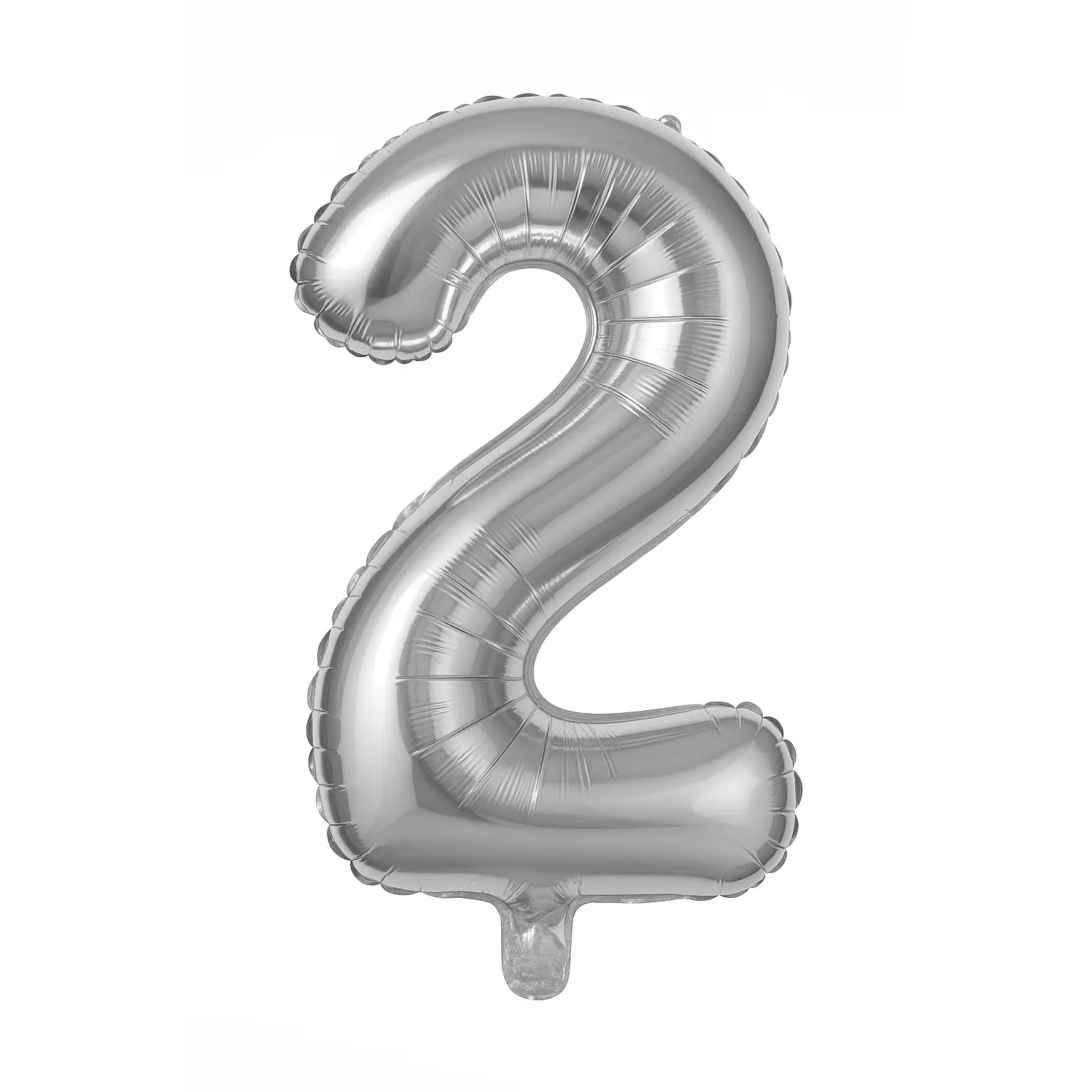 Silver Number 2 Foil Balloon - Air-Filled Metallic Decoration