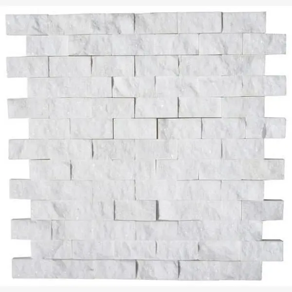 Thassos White 1X2 Split Faced Mosaic Tile