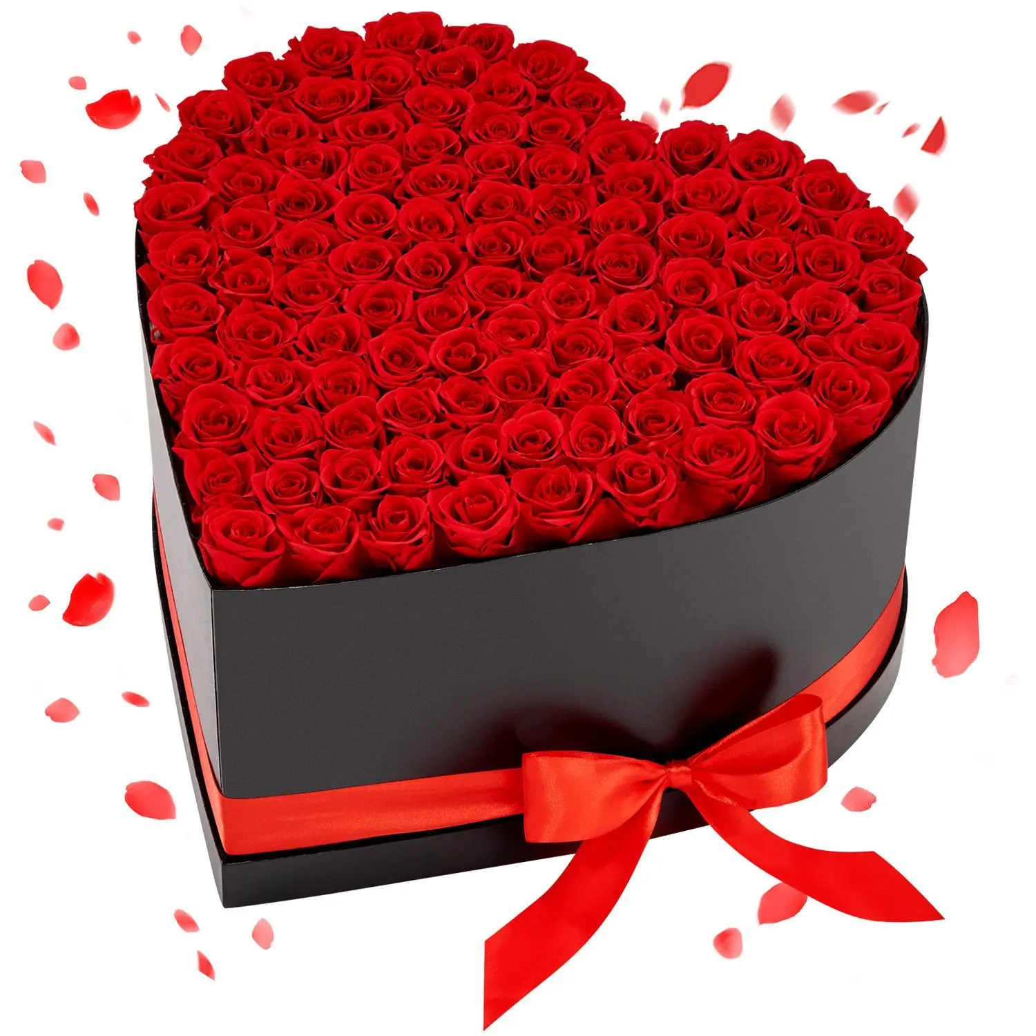 【FathersDayGift】VEVOR Forever Flowers, 100 Preserved Roses in a Heart Shape Box, Eternal Flowers Immortal Bouquet Birthday Present for Women Her Wife Mothers, Anniversary, Valentine's Day,Christmas, Red